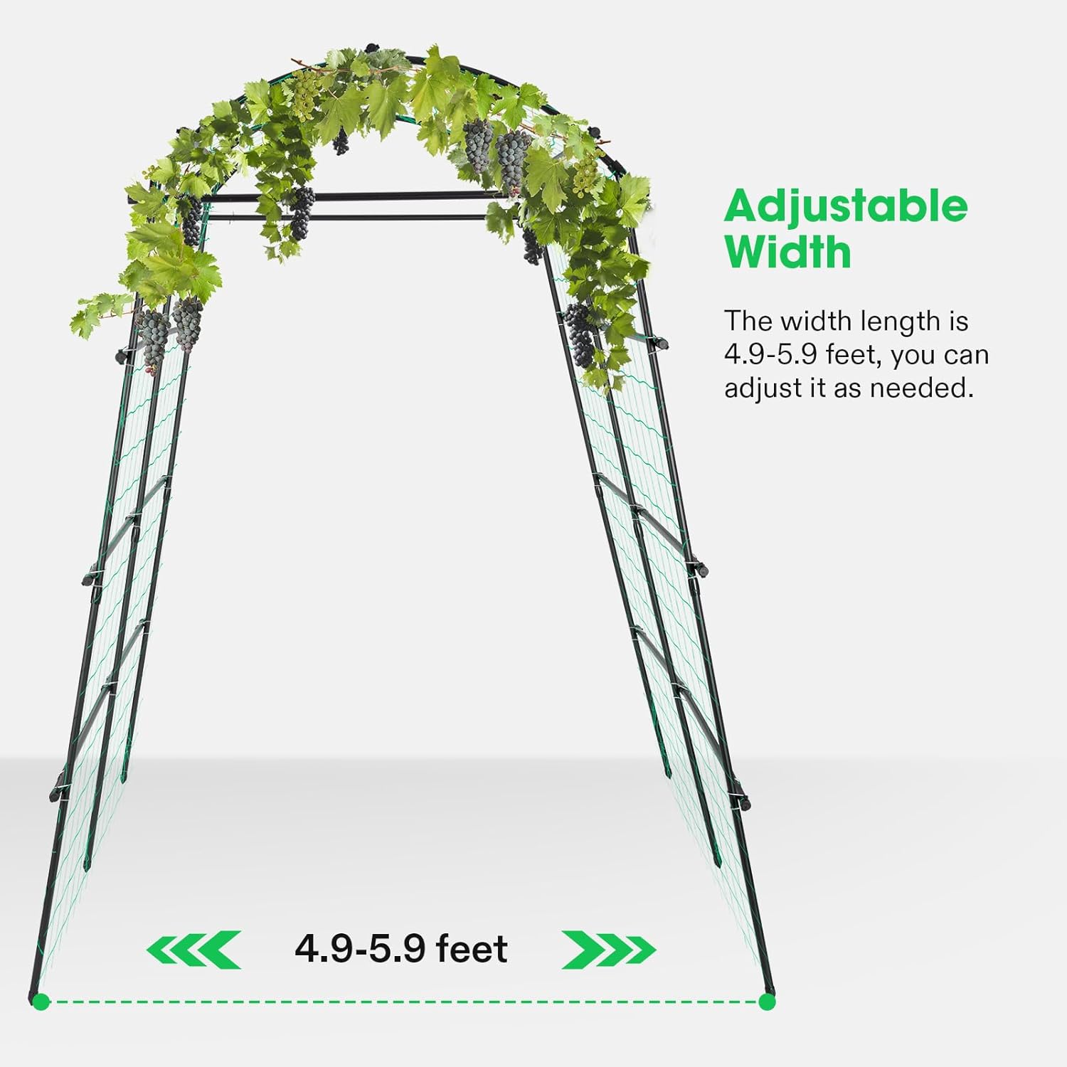 VIVOSUN 7Ft. Arch Trellis for Climbing Plants, 7 x 6 x 7ft Tall Metal Tunnel Trellis, Lightweight Metal Plant Support Archway with Nylon Netting for Climbing Vine, Vegetables, Fruits, Flowers, Black-VerdiqueGarden