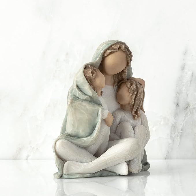 Willow Tree Cozy, Close Together, we Three, Loving Embrace from Mother, Grandmother, Caregiver, Nanny, Depicts Playful Relationship and Imaginative Play, Sculpted Hand-Painted Figure-VerdiqueGarden