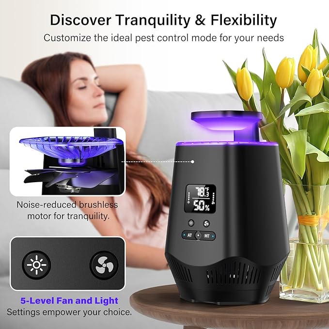 Fruit Fly Traps for Indoors, Gnat Traps for House Indoor Fly Trap Indoor, Effective Fruit Fly Traps Bug Zapper Indoor Mosquito Trap for House Plant Pest Control with 10PCS Refills-VerdiqueGarden