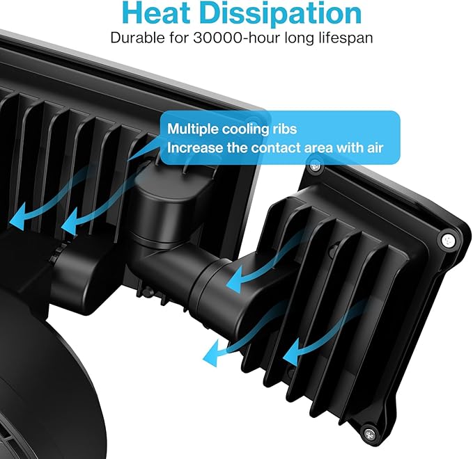 Olafus 65W Motion Sensor Outdoor Light, 2 Pack LED Security Light 6000LM, 6500K Exterior Motion Flood Light with 3 Adjustable Heads, for Outside Garage, Yard, Patio, IP65 Waterproof, Black-VerdiqueGarden