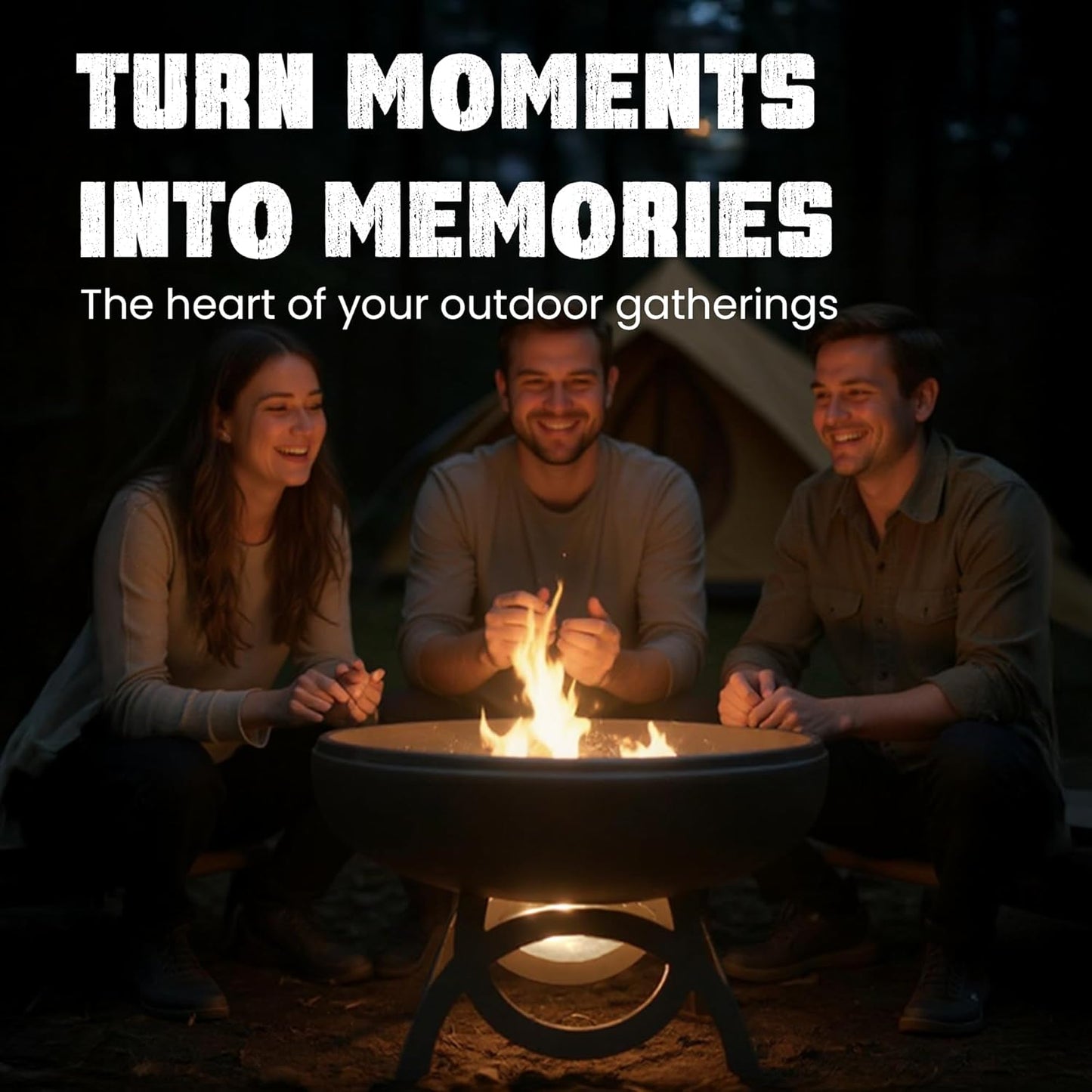 Liberty Fire Pit – Ohio Flame Wood Burning Outdoor Fire Pit - 48" Diameter with Curved Base (Made in USA)-VerdiqueGarden