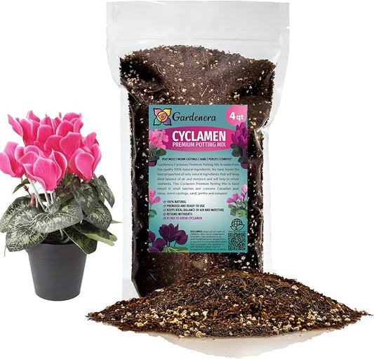 Premium Cyclamen Potting Soil Mix - Perfect Balance of Nutrients, Drainage, and Aeration for Thriving Blooms - 4 Quart-VerdiqueGarden