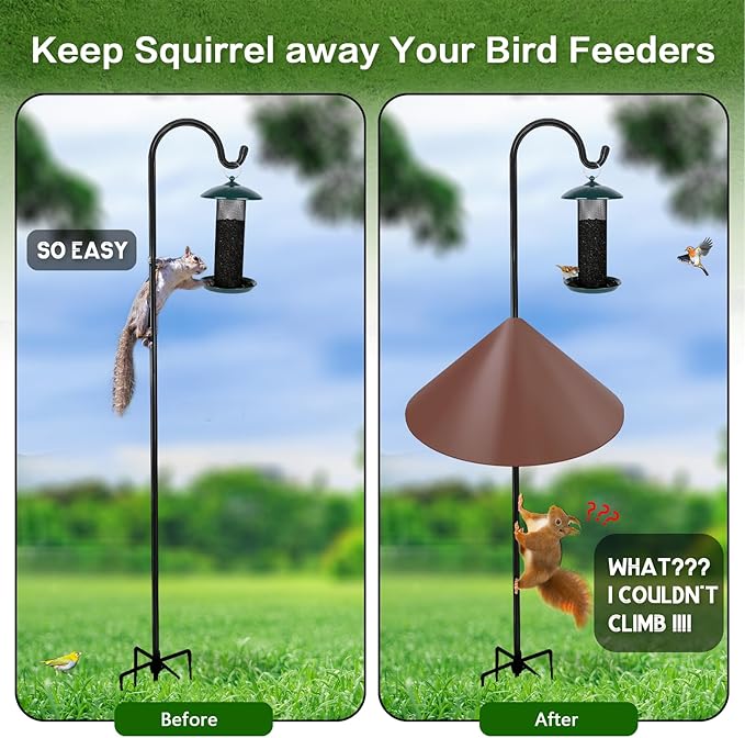 Gtongoko 19 Inch Squirrel Baffle for Bird Feeder Pole Squirrel Guards for Shepherds Hook Stopper for Bird Feeders Brown 1 Pack-VerdiqueGarden