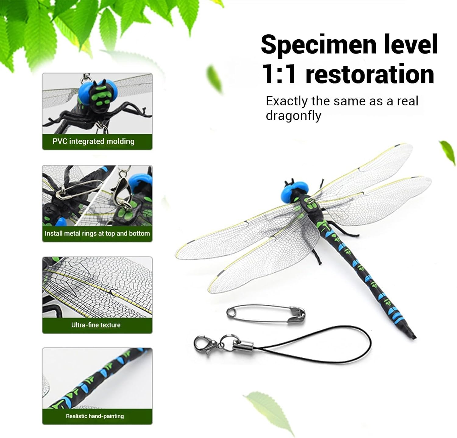 Dragon Fly Clips for Bugs Repellent, 3D Artificial Dragonfly Hat Clip, Dragonfly Garden Decor (Independent Dragon Fly 6 Pcs)-VerdiqueGarden