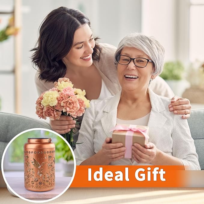 Hummingbird Solar Lanterns Outdoor Waterproof Hanging Solar Lights Metal Decorative LED Lanterns Outside Decor for Garden,Yard,Patio,Lawn Christmas Gifts for Women Mom-VerdiqueGarden