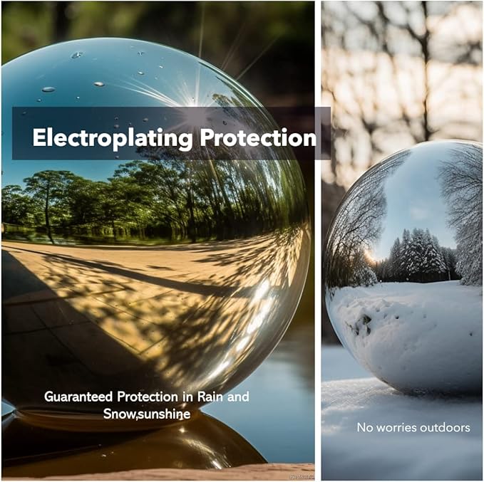 8 Inch Stainless Steel Gazing Globe,v2croft Hollow Ball Mirrored Surface Polished Shiny Sphere,Garden Stainless Steel Gazing Ball for Outdoor Lawn Pond Yard Ornament(Silver)-VerdiqueGarden