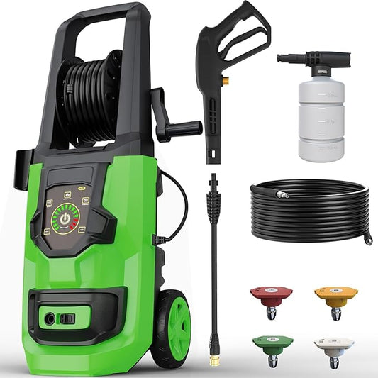 Pressure Washer, 5000PSI 3.2GPM Adjustable Touch Screen with 55FT Total Length 4 Nozzles for Driveways Cars-VerdiqueGarden