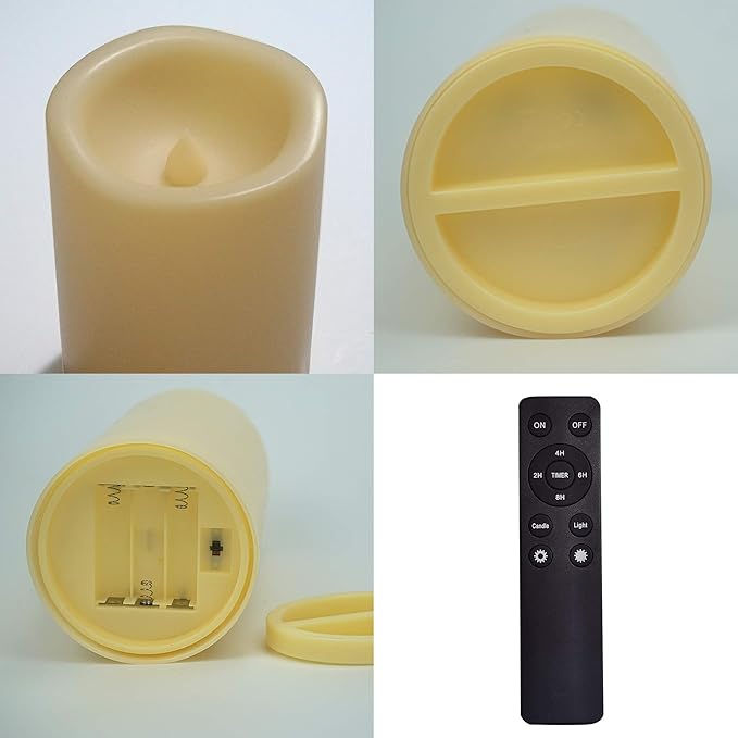 Waterproof Outdoor Flameless Candles with Remote, Set of 2, Large 4” x 6” Battery Operated Electric LED Pillar Candle Set for Home Décor Party Wedding Supplies Garden Christmas Decoration Gift-VerdiqueGarden