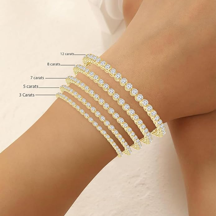 Houston Diamond District 3 to 30 Carat Classic LAB GROWN Diamond Tennis Bracelet 3 Prong Luxury Collection (D-E Color, VS1-VS2 Clarity)