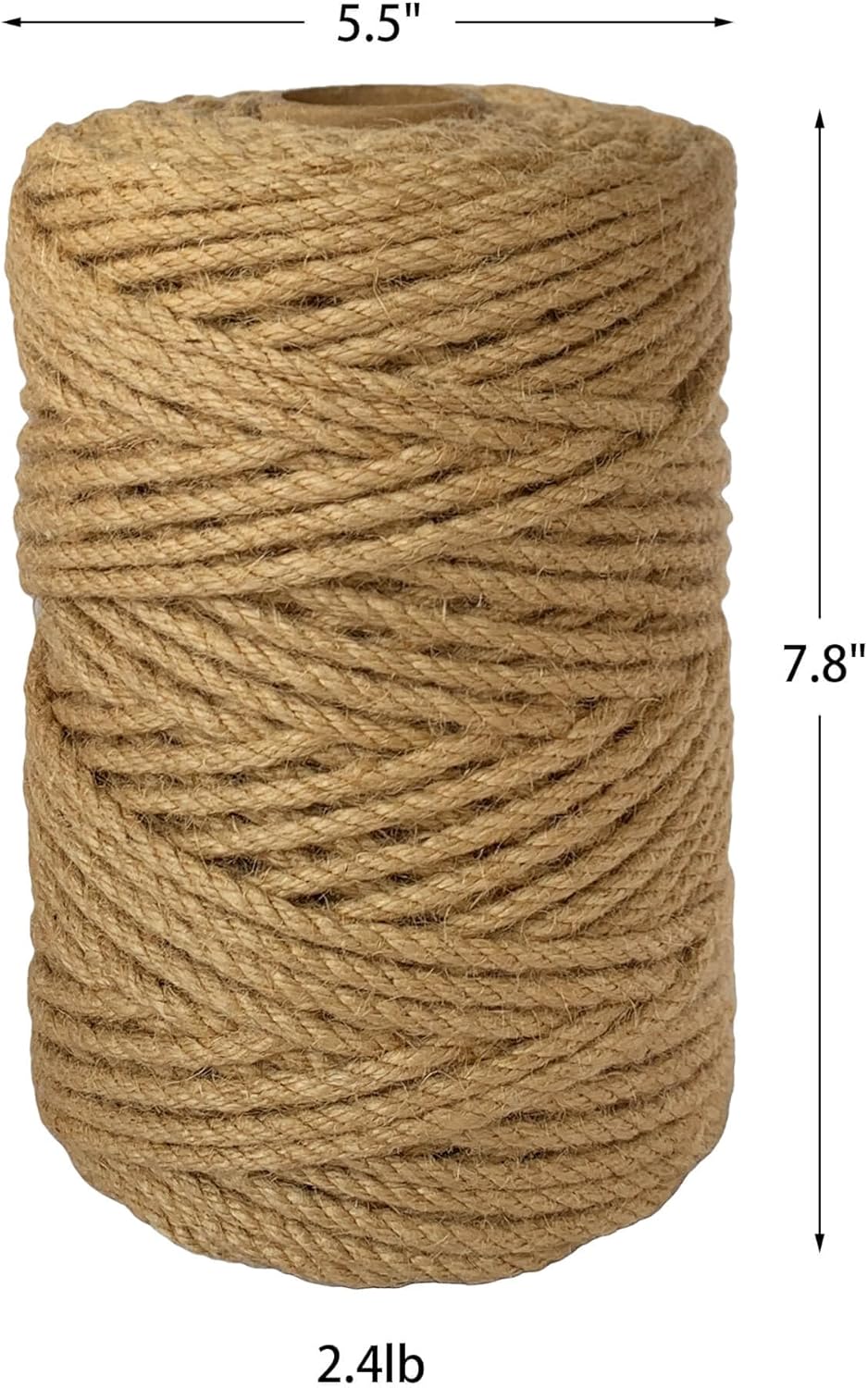2-Pack Natural Jute Twine Rope, 5mm x 656ft Heavy Duty & Eco-Friendly - for Crafts, Gardening, Cat Scratching Post, Bundling & Hanging, 328Feet/Roll-VerdiqueGarden