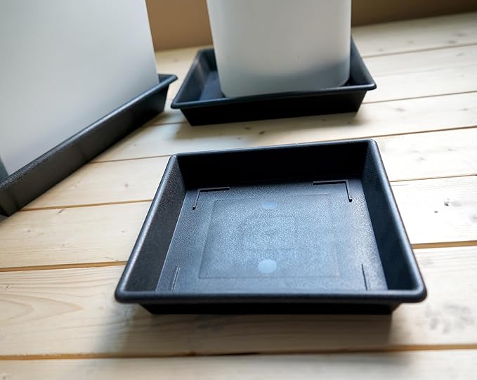 Square Plant Saucer 14 Inch 5 Pack 8 12 14 16 18 20 Plant Trays for Pots Heavy Duty Plastic Plant Saucers for Indoors Outdoors, Flower Pot No Holes Plant Drip Trays-VerdiqueGarden