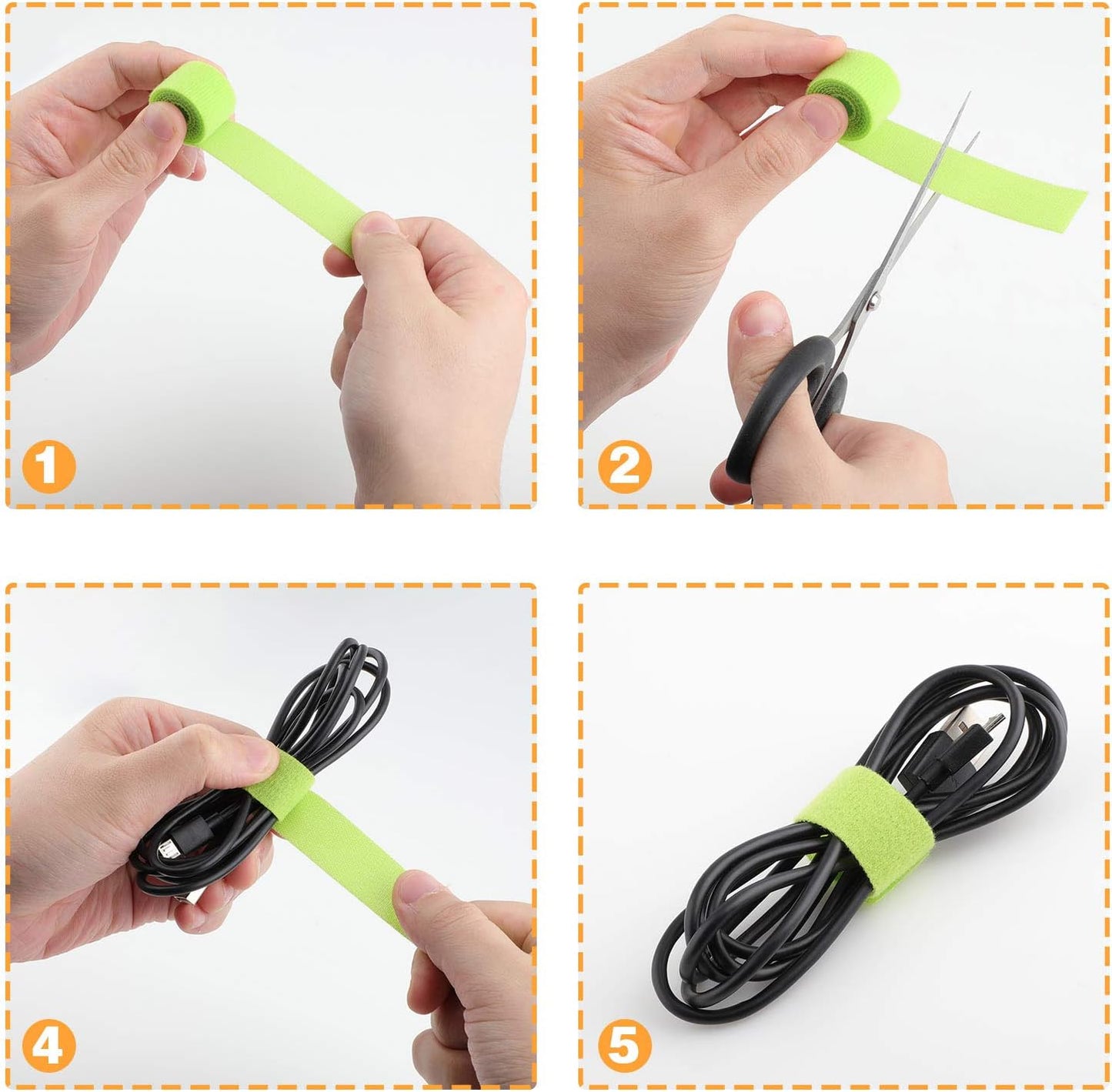 Reusable Fastening Tape Cable Ties 3/4 Inch Double Side Hook Roll (25 Yard, Green)-VerdiqueGarden