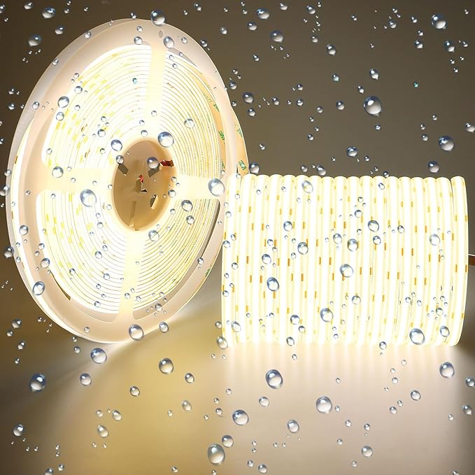 15M/49.2ft 24V COB LED Strip Light Waterproof IP65 Natural White 4000K Uniform Glow 5760LEDs CRI 93+ Flexible LED Tape Lights for DIY Cabinet Bedroom Kitchen Home Decor(No Power Supply)-VerdiqueGarden