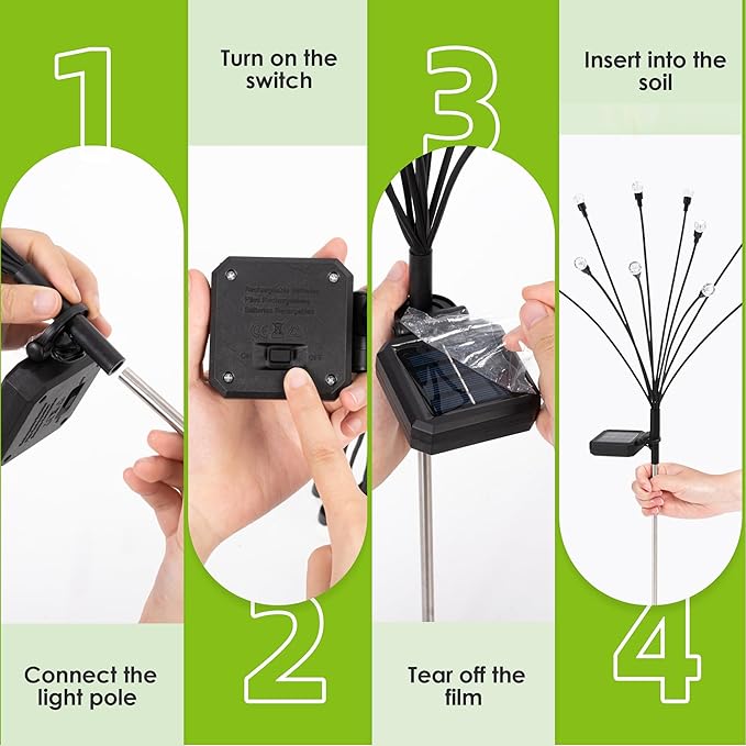 10 LED Solar Garden Lights, 6 Pack Solar Firefly Lights Outdoor Waterproof, Solar Crystal Ball Swaying Lights, Firefly Garden Lights Solar Outdoor (Warm White)-VerdiqueGarden