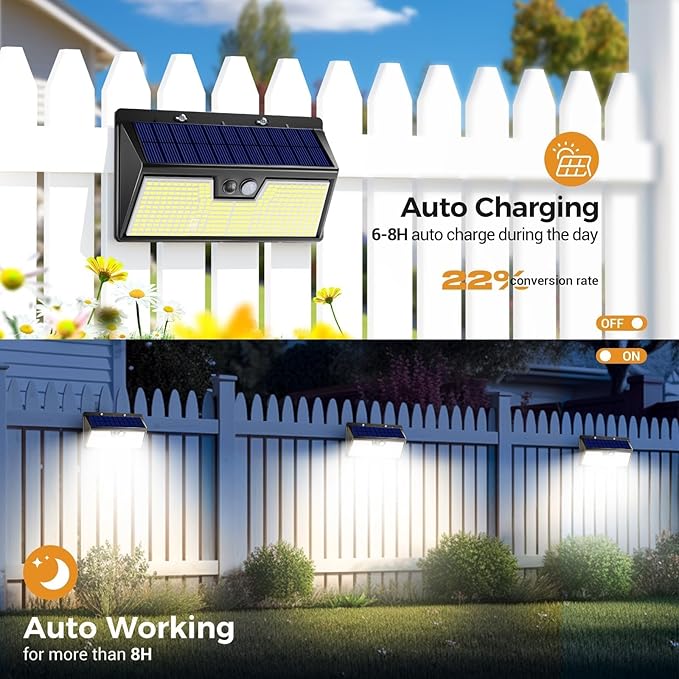 Large Solar Motion Lights Outdoor, 318 LED Super Bright Shed Lights with 3 Lighting Mode, IP65 Waterproof Solar Bar Light, Great for Outside Wall Yard Chicken Coop Garden - 2 Pack-VerdiqueGarden