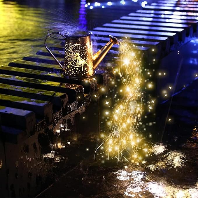 Big Solar Lanterns Outdoor Waterproof, Moon Fairy Watering Can Garden Decor,Hanging Solar Lights Yard Art, Outside Patio Decorations Gardening Birthday Gifts for Mom Grandma Women with Shepherd Hook-VerdiqueGarden