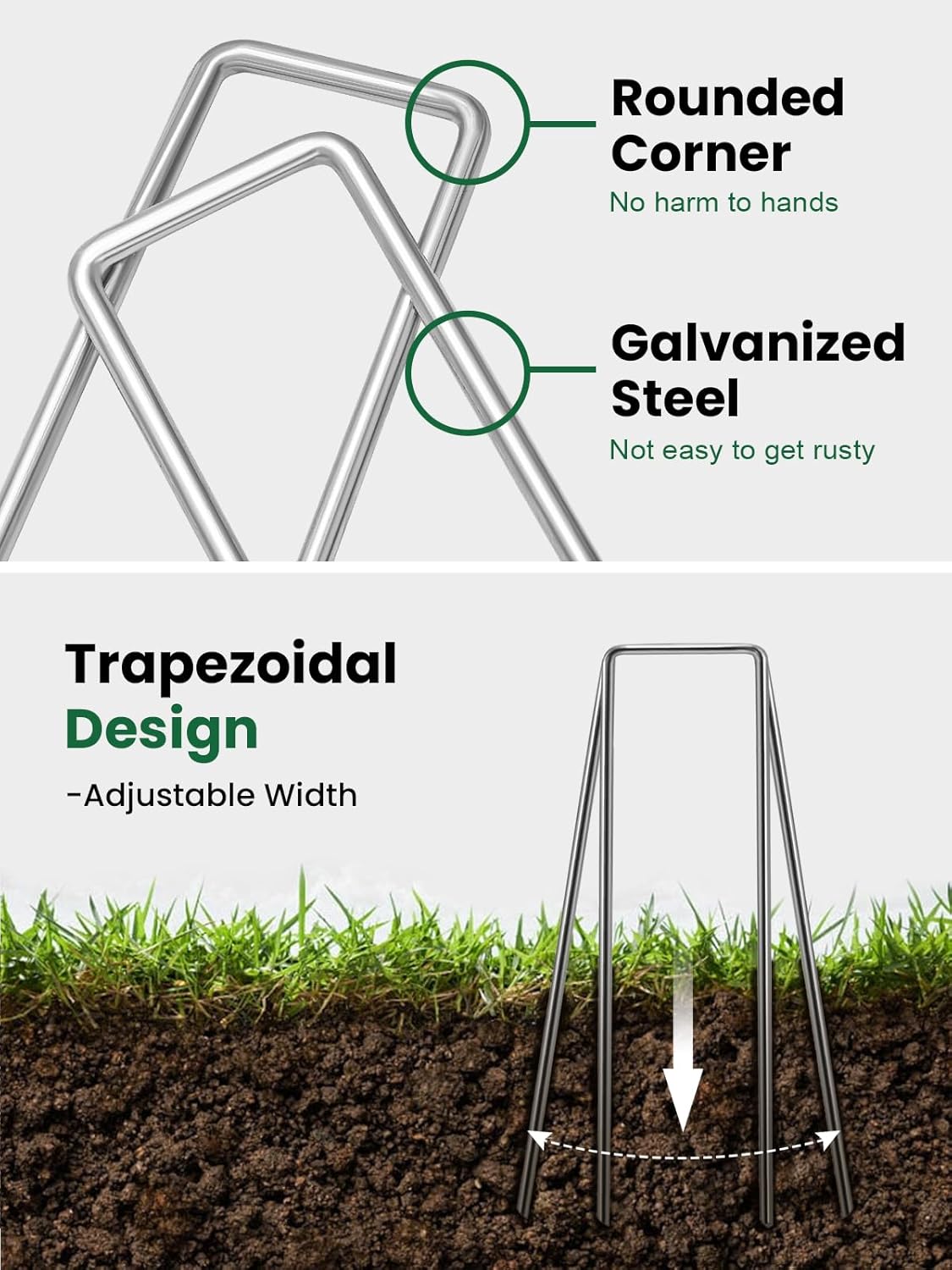 GROWNEER Landscape Staples Anti-Rust, 6 inch 360pcs Galvanized Garden Staples, Tent Stakes SOD Pins Yard Stakes for Securing Weed Fabric Barrier, Ground Cover, Artificial Turf, Dog Fence-VerdiqueGarden