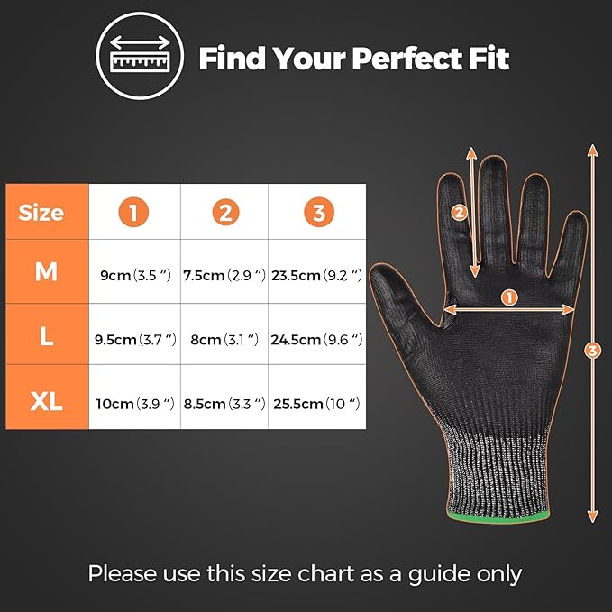 Donfri A9 Cut Resistant Work Gloves for Men - Steel + HPPE Hybrid Safety Gloves for Men, ANSI Cut Level 9 Protection Flexible for Metal Glass Wood Construction Fishing-VerdiqueGarden