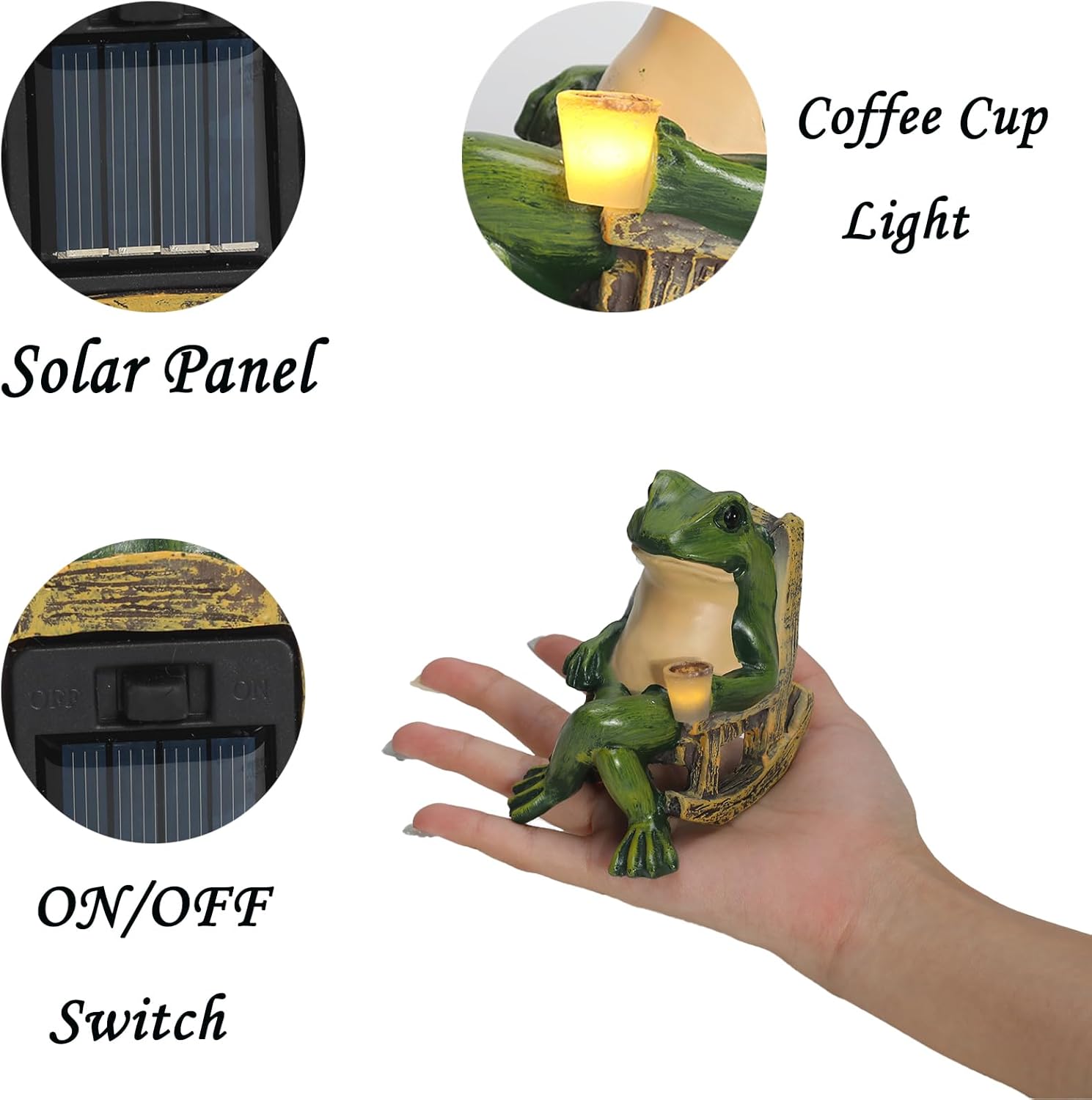 Frog Solar Lights Outdoor Garden Mini Frog Figurines Decor for Patio Yard Lawn Ornament Solar Garden Miniature Frog Decor Gift for Women Mother's Day Birthday Housewarming Gifts-VerdiqueGarden