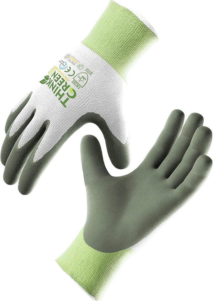 COOLJOB 3 Pairs Gardening Gloves for Women Men, 100% Recycled Polyester with Rubber Coated for Garden Patio Yard Lawn Work, Green, White & Grey, X-Large Size-VerdiqueGarden