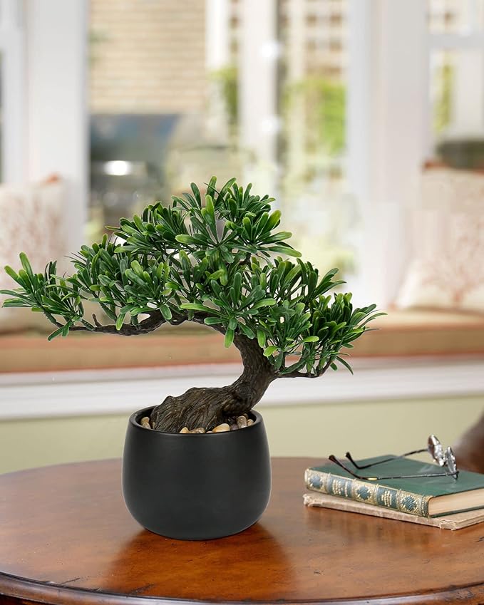 Artificial Bonsai Tree Juniper Faux Plants Indoor Fake Plants Decor with Ceramic Pots for Home Table Office Desk Bathroom Shelf Bedroom Living Room Farmhouse Decorations-VerdiqueGarden