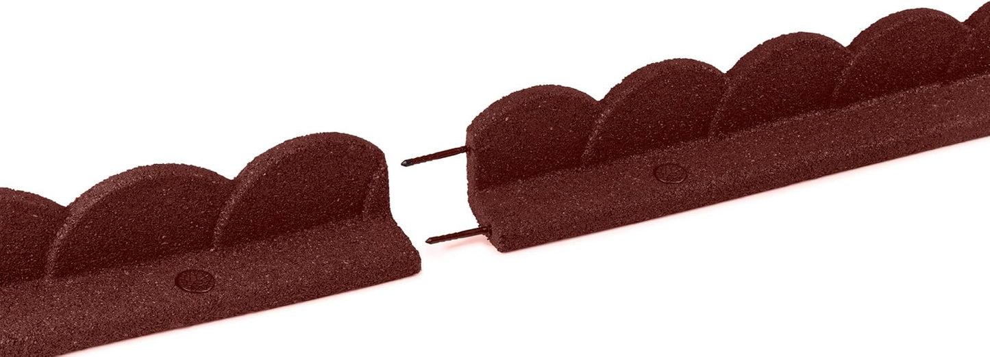 Playsafer L Shaped Flexible Rubber Scalloped Edger for Lawns Landscaping and Playground | Easy No Dig Installation| 4' Long (2, Red)-VerdiqueGarden