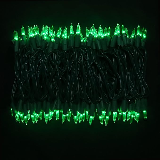 Green LED Christmas Lights - 100 Count Green Christmas String Lights for Tree, Party, Holiday, Indoor and Outdoor St. Patrick's Day Decorations, 33 Feet Green Wire, UL Certified, Connectable-VerdiqueGarden