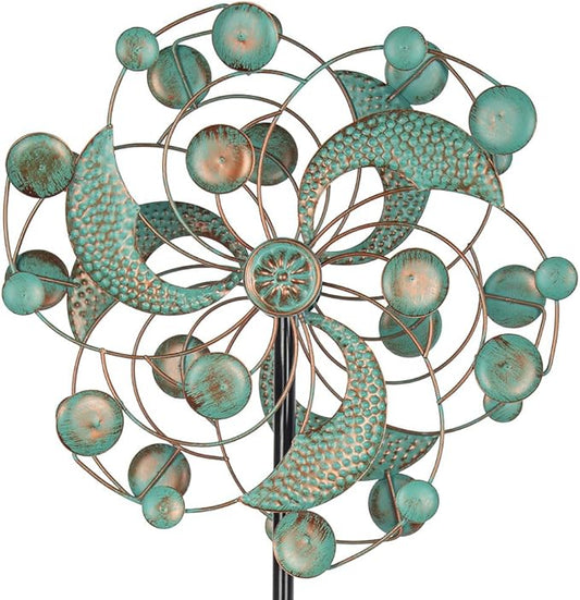 DREAMYSOUL Wind Spinner, Kinetic Wind Spinners Outdoor Metal, Garden Spinner for Yard Outside Patio Lawn Decor (Green & Cooper)-VerdiqueGarden