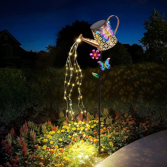 Solar Watering Can with Lights Outdoor Garden,Waterproof Garden Stake Lights Decoration for Yard Lawn Patio Pathway Front Porch Landscape Gardening Gifts for Mom Grandma Women Birthday Gift-VerdiqueGarden