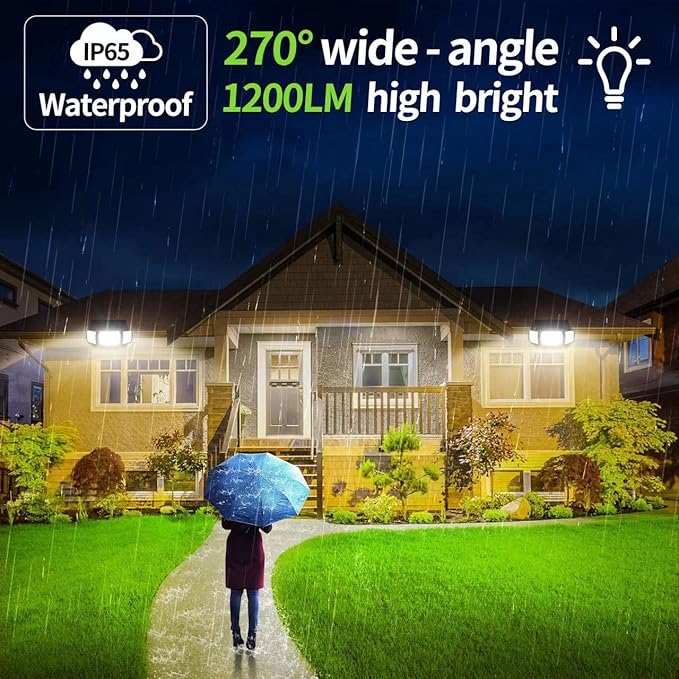 intelamp Solar Outdoor Lights,6000mAh Motion Sensor with Dual Sensors,Waterproof Solar Flood Lights 270°Wide Angle for Outside with 3 Modes-VerdiqueGarden