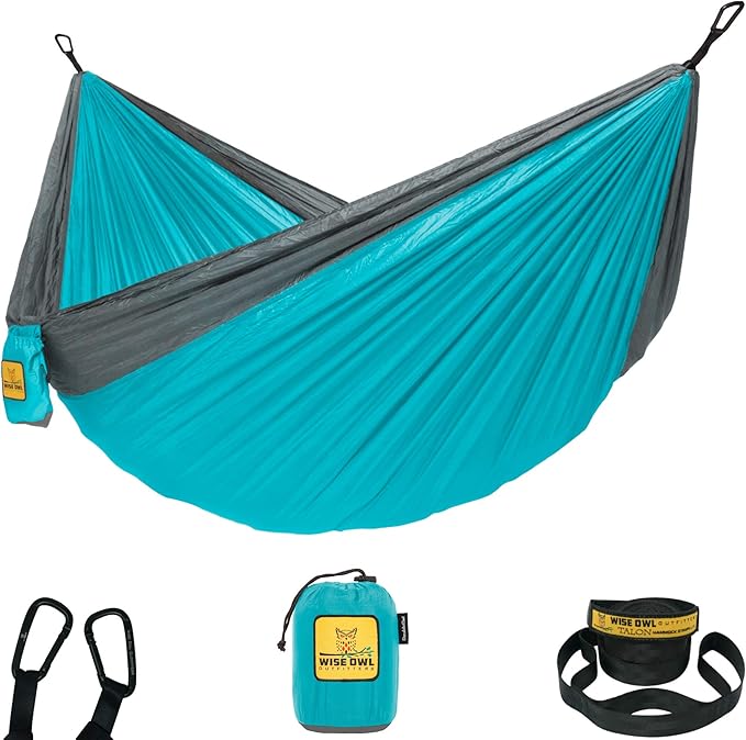 Wise Owl Outfitters Camping Hammock – 500lbs Portable Hammock with Tree Straps - Travel, Backpacking, Hiking, Outdoors Camping Gear - Single or Double-VerdiqueGarden