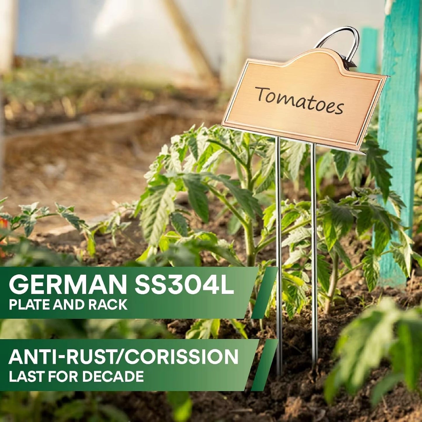 Stainless Steel 304 Plant Labels Weatherproof, Metal Garden Label Tall Markers 25 Pack for Plants Vegetables Herb Seedlings Flowers with 2 Pens, Height 10.75 Inch, Label Area 3.74'' x 1.39''-VerdiqueGarden