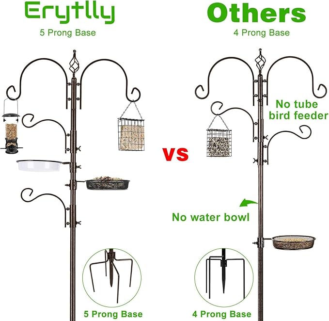 ERYTLLY Bird Feeding Station Kit Bird Feeder Pole Wild Bird Feeder Hanging Kit Planter Hanger Multi Feeder Hanging with Metal Suet Feeder Bird Bath for Attracting Wild Birds-VerdiqueGarden