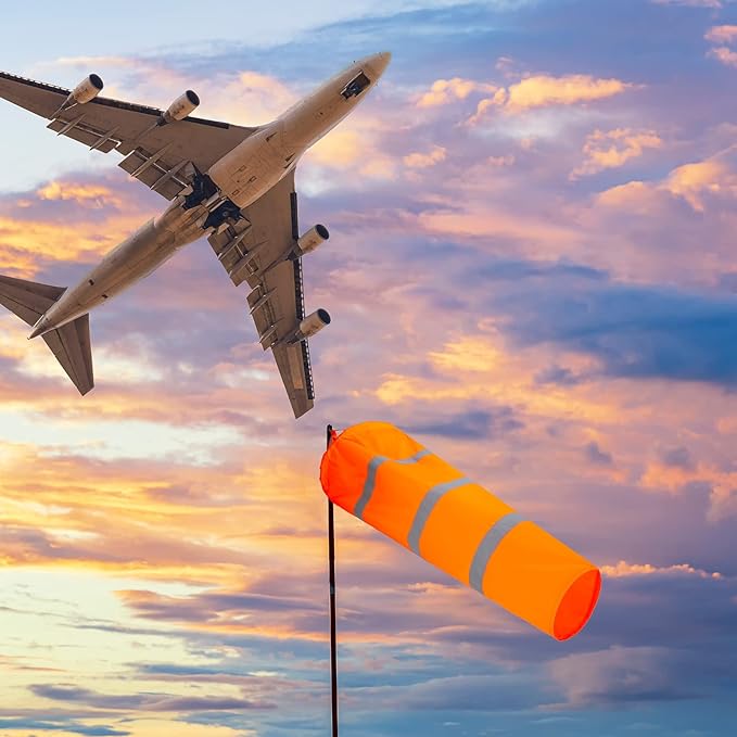 10 Pcs Airport Windsocks 40 Inch Outdoor Hanging Heavy Duty Wind Direction Measurement Wind Sock Windsocks with Reflective Belt for Outdoors Airport Farm Park (Orange)-VerdiqueGarden