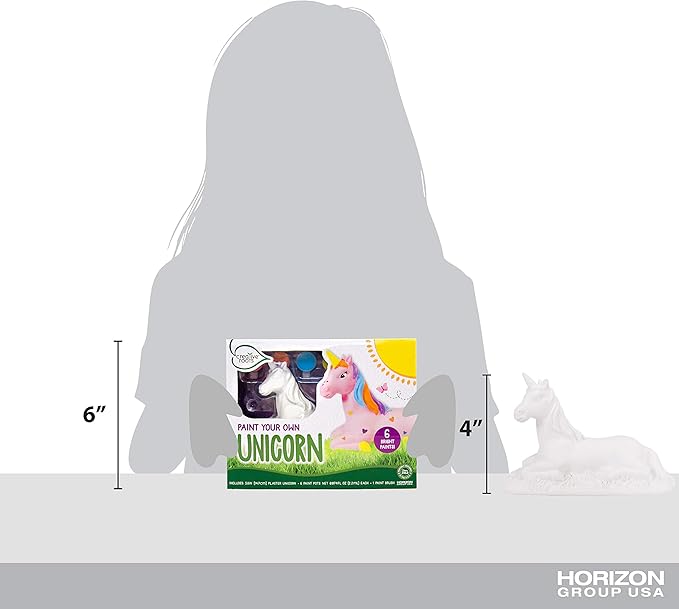 Creative Roots Paint Your Own Unicorn by Horizon Group USA, DIY Unicorn Coloring Kit, Includes 6 Paint Pots & Paint Brush, Multicolor-VerdiqueGarden