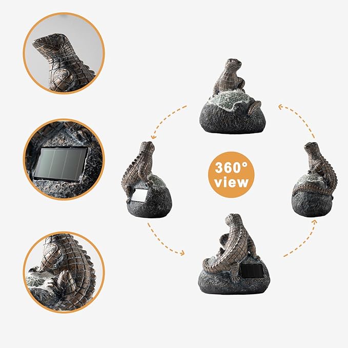 Solar Garden Outdoor Statues Lizard with LED Lights - Lawn Decor Lizard Statue for Patio, Balcony, Yard Ornament - Unique Housewarming Gifts-VerdiqueGarden