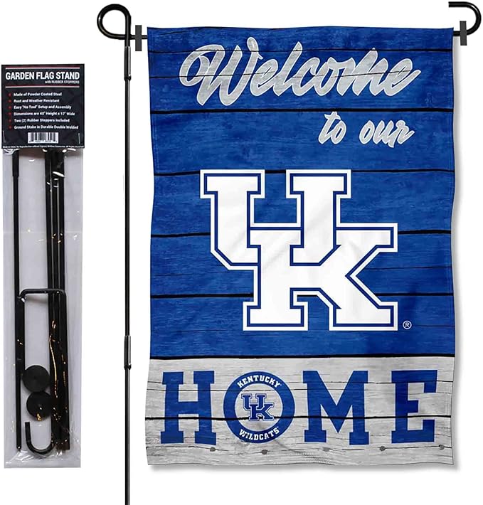 College Flags & Banners Co. Kentucky Wildcats Welcome to Our Home Garden Flag with Stand Holder-VerdiqueGarden