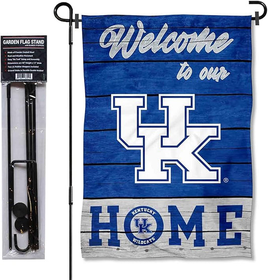 College Flags & Banners Co. Kentucky Wildcats Welcome to Our Home Garden Flag with Stand Holder-VerdiqueGarden