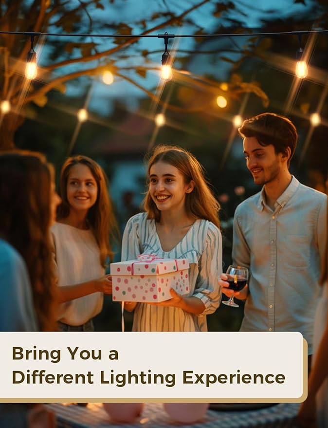 XMCOSY+ Smart Outdoor String Lights, 98Ft LED Patio Lights Waterproof IP65, App Control, Compatible with Alexa, Dimmable Edison Bulbs Outdoor Light for Yard Porch Bistro Outside-VerdiqueGarden