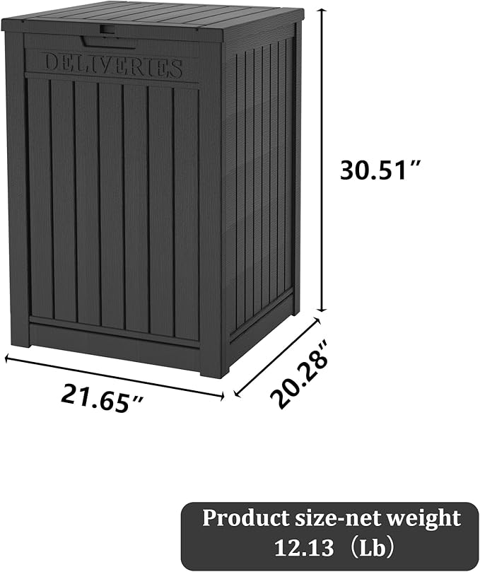 55 Gallon Outdoor Storage Box Waterproof Lockable Resin Deck Box Large, Patio Storage Bin for Pool Accessories Cushion Furniture, Garden Tools, UV-Resistant Outside Delivery Black-VerdiqueGarden