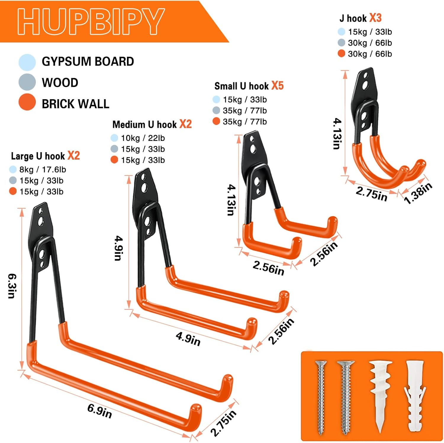 12 Pack Garage Hooks Heavy Duty Utility Steel with Anti-Slip Coating Wall Mount Storage Organizer for Hanging Power and Garden Tools, Ladders, Hose, Bikes, Ropes, Bulk Items, and More-VerdiqueGarden