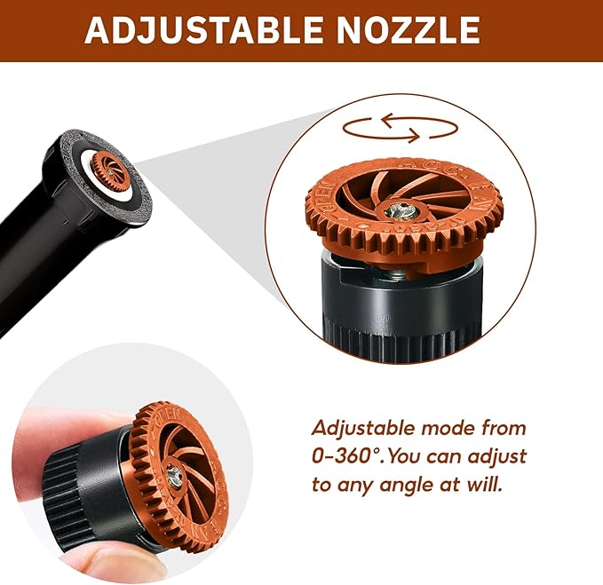 10 Pieces Variable Arc Nozzle, Replacement Pop-up Sprinkler Heads Compatible with Most of Adjustable Pop Up Sprinkler Spray Head for Garden Lawn Irrigation (8AN)-VerdiqueGarden