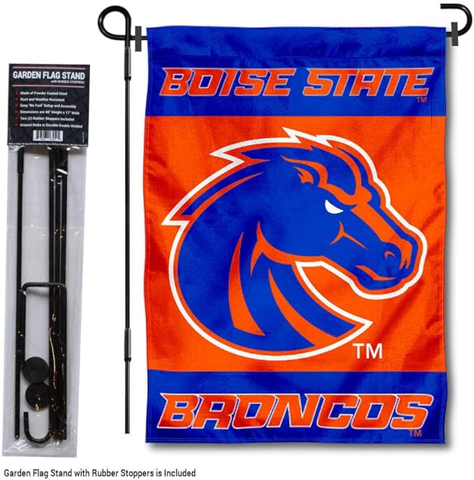 College Flags & Banners Co. Boise State Broncos Garden Flag with Pole Stand Holder-VerdiqueGarden