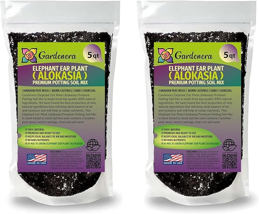 Elephant Ear Plant Potting Soil - All-Natural Blend for Thriving Alokasia Plants - Promotes Healthy Root Penetration and Nutrient Uptake - 10 Quart-VerdiqueGarden