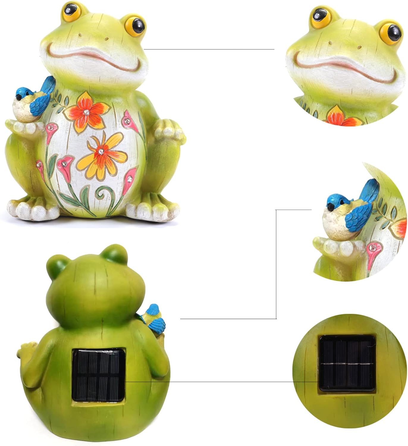 Outdoor Frog Sculptures,Solar Resin Garden Outdoor Statues,Christmas Decorations Frog Gifts Sculptures Decorations for Home Patio,Yard,Lawn, Porch, Ornament-VerdiqueGarden