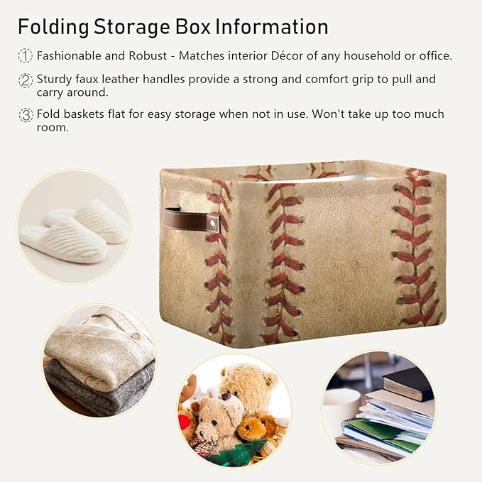 Baseball Rectangular Storage Basket Organizer Bin Shelf Baskets For Home Office Dorm-VerdiqueGarden