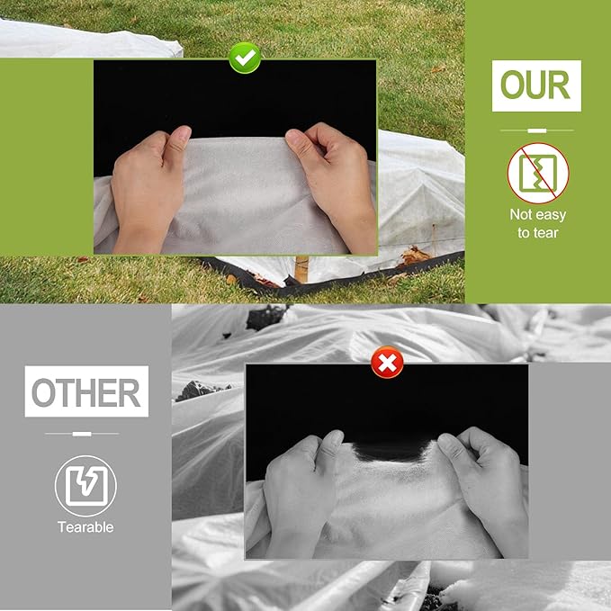 Plant Covers Freeze Protection, 10x33FT Reusable Thickened Winter Floating Row Covers, Frost Cloth Blanket Shade Cloth Garden Fabric Plant Cover for Raised Beds Vegetables Insect Winter Frost-VerdiqueGarden