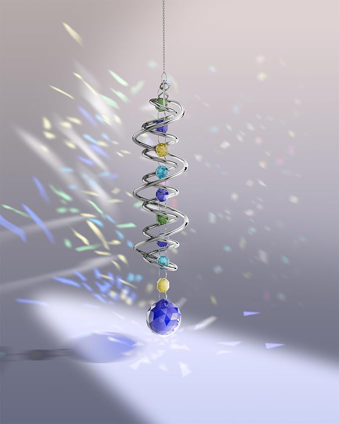1 Pack Crystal Suncatcher, Hanging Sun Catcher Prism with String Rainbow Maker Suncatchers for Windows, Room, Outdoor, Car Mirror, Whimsical Home Garden Decor-VerdiqueGarden