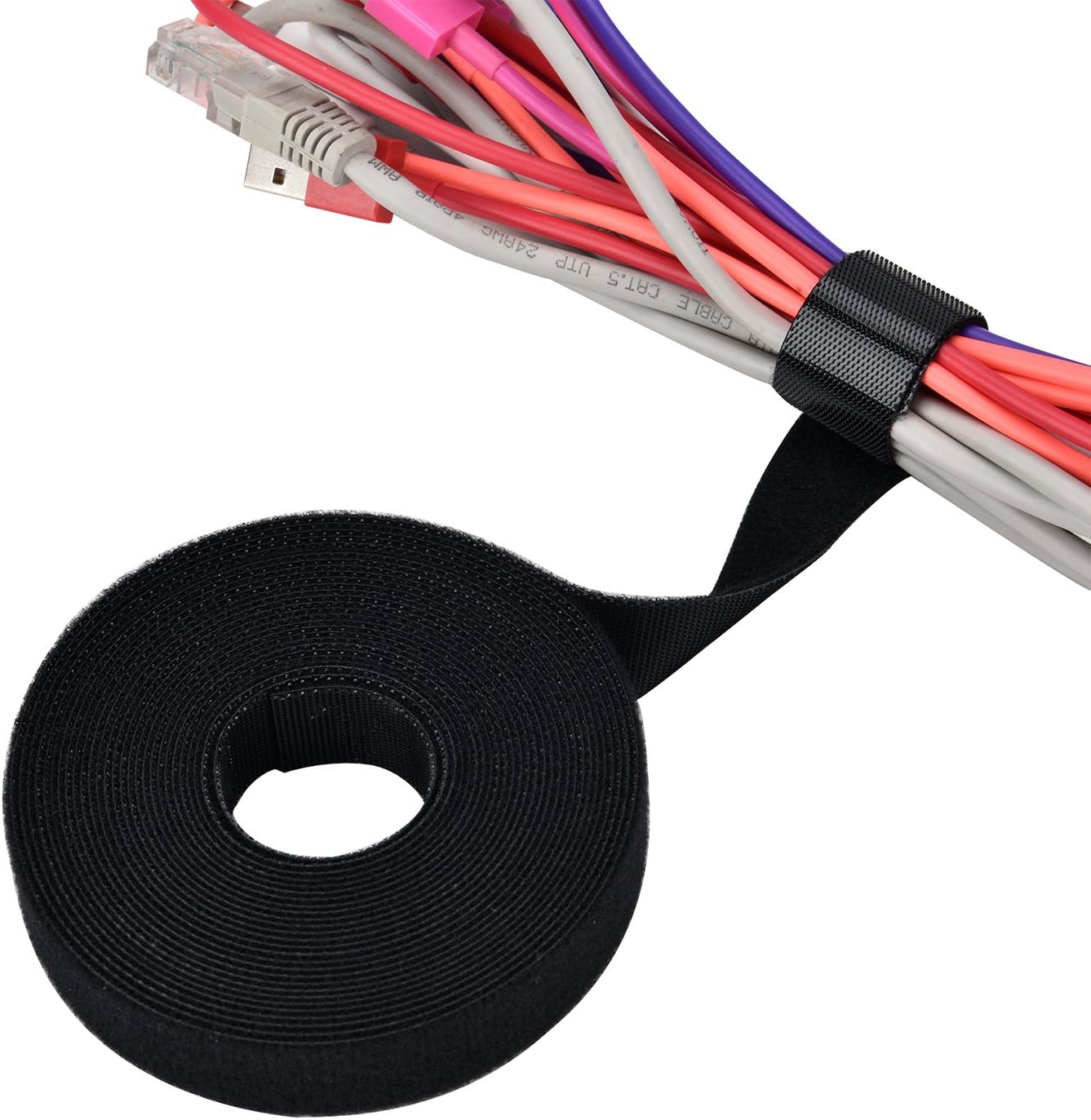 Pasow fastening tape Cable Tie Double Side Nylon Power Wire Management 3/4Inch 1 Roll Hook (5 Yards, Style 2)-VerdiqueGarden