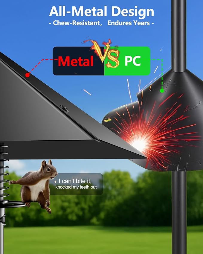Metal Squirrel Baffle - Squirrel Baffle for Bird Feeder Pole, Upgrade Spring Motion Design for Better Defense, 19 Inch Heavy Duty Guard for Outside Bird Feeder Pole Mount-VerdiqueGarden